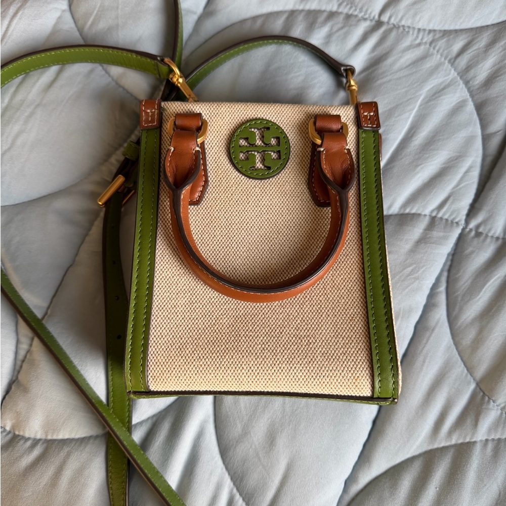 Tory Burch Cream and Green Mini Bag